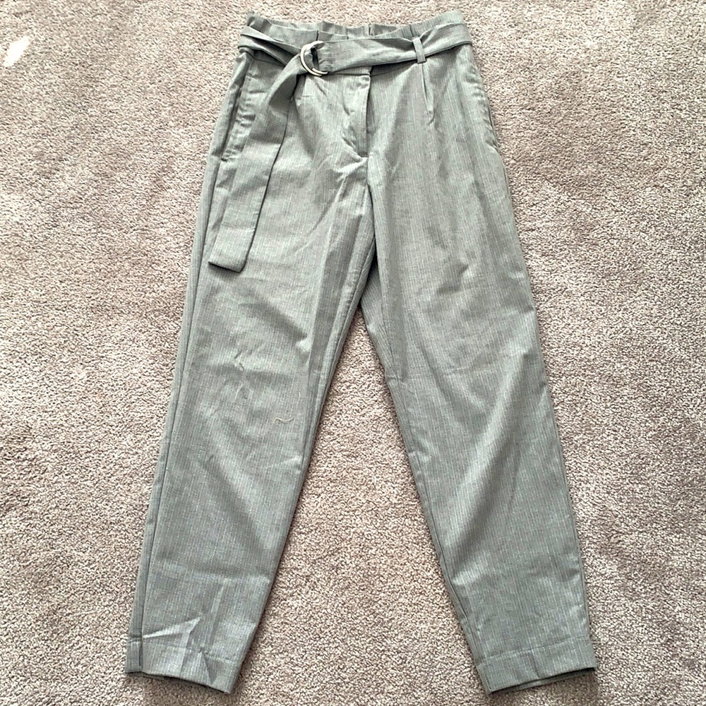 Belted high rise pant grey